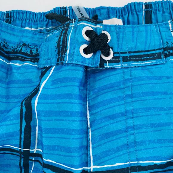 O Rageous Swim Trunks Boy S 14/16 L Blue Plaid Stripe Elastic & Tie Waist Pocket - Picture 6 of 10